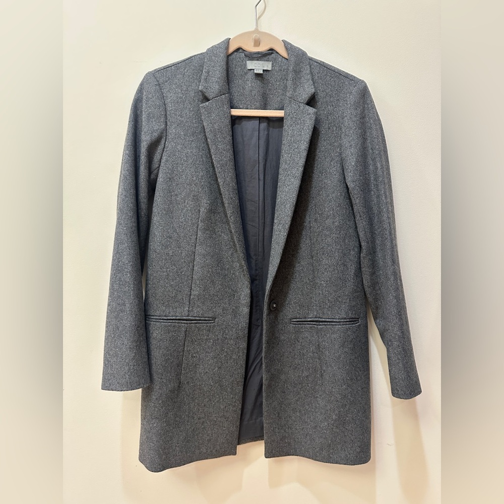 COS Gray Wool-Blend Blazer Minimalist Tailored Fit